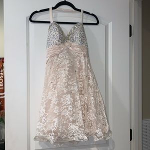 cream jeweled/lace mori lee size 0-2 party dress